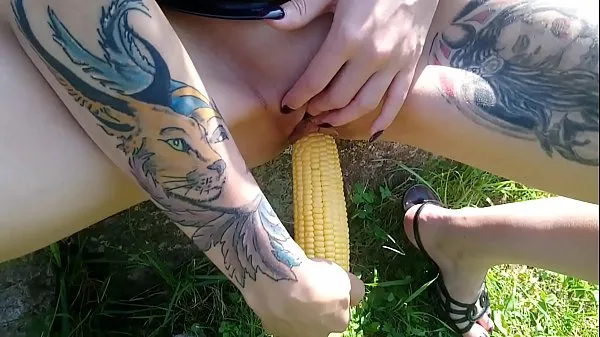 HD Lucy Ravenblood fucking pussy with corn in public mega Clips