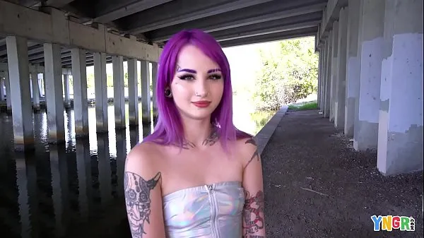HD YNGR - Hot Inked Purple Hair Punk Teen Gets Banged mega Clips