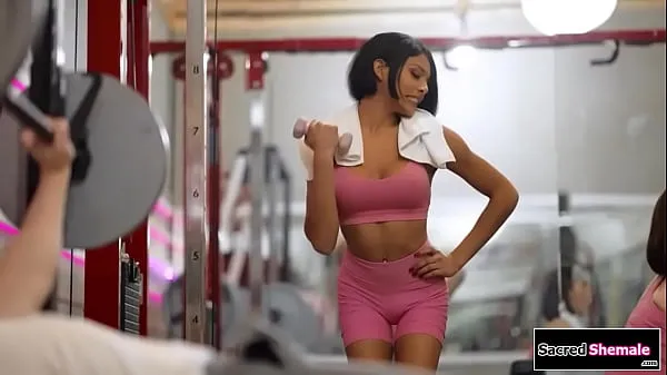 HD Latina tgirl Lola Morena gets barebacked at a gym mega Clips